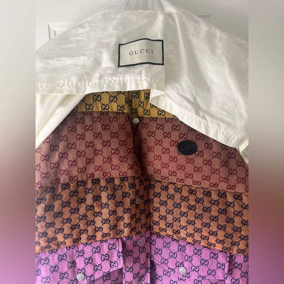 Gucci $2600 GG Logo Jacquard Cotton Canvas Down Multicolor Colorblock Vest 46 - Picture 10 of 14